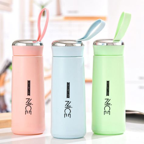 Premium NICE 400ml Glass Water Bottle – Insulated for Ultimate Freshness silicone Carry Loop for Coffee, Tea and Water,Water Bottle Flask with Time Marker