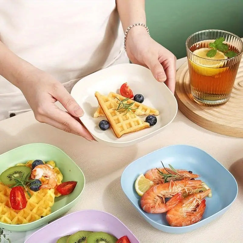 10 pcs plate set plastic plate set with holder best for serving food and dry fruits plate set 10 pcs with holder