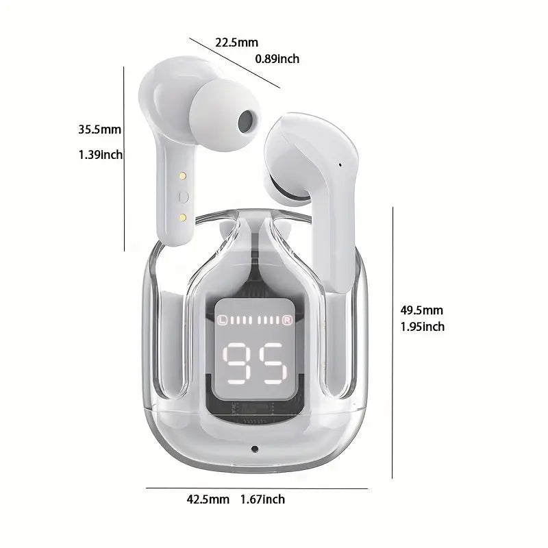 Transparent Wireless Earphones Air 31 - Touch-Controlled, HiFi HD Stereo Earbuds with LED Digital Display