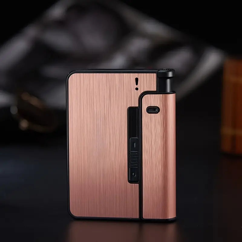 A Portable Automatic Drawing Golden Cigarette Case That Can Hold 8 84mm Cigarettes, With Good Waterproof Performance,