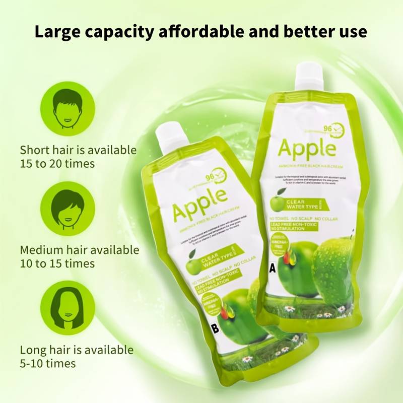 Apple Hair Color 96% Natural Black Ammonnia Free