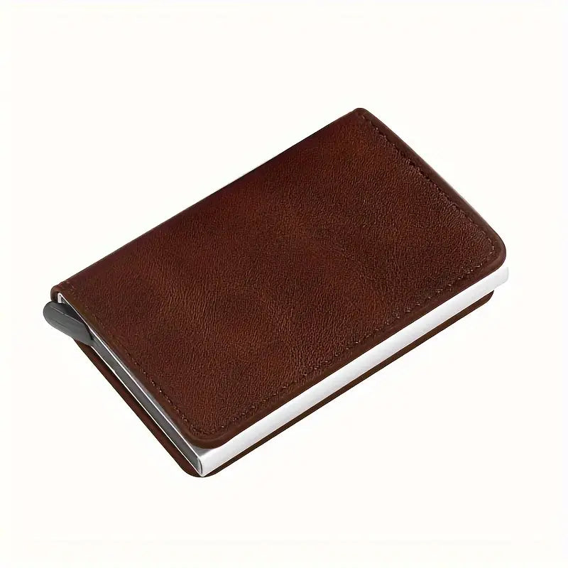 Credit Card Holder New Aluminum Case Card Wallet RFID PU Leather Pop Up Card Case Coin Purse Card Holder