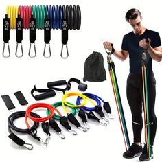 11(PCS) Power Exercise Resistance Band Set 5 in 1 Fitness Band Equipment for Men