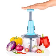 IMPORTED Premium Manual Hand-Push Food Chopper 2L Capacity for Effortless Chopping, Pureeing, and Mixing of Vegetables, Fruits, Nuts, and Meat with 4 Sharp Stainless Steel Blades and Easy-Clean Design Hand chopper machine