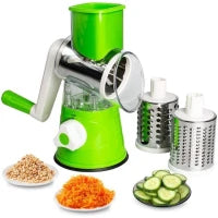 Drum Vegetable Cutter, Mandoline Slicer Spiralizer With 3 Interchanging Ultra Sharp Stainless Steel Drums Blades Rotary Cheese Grater Cylinders Drums Slicer Stainless Steel Cutter Slicer Shredder Grinder for Cheese Vegetable Fruit