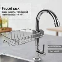 Sponge Holder for Kitchen Stainless Steel Faucet Rack Adjustable Sink Caddy Organizer Soap Drainer Bathroom Accessories