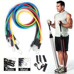 11(PCS) Power Exercise Resistance Band Set 5 in 1 Fitness Band Equipment for Men