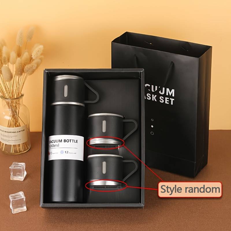 Portable 500ml Vacuum Flask Bottle With 3 Additional Cups -