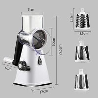 Drum Vegetable Cutter, Mandoline Slicer Spiralizer With 3 Interchanging Ultra Sharp Stainless Steel Drums Blades Rotary Cheese Grater Cylinders Drums Slicer Stainless Steel Cutter Slicer Shredder Grinder for Cheese Vegetable Fruit