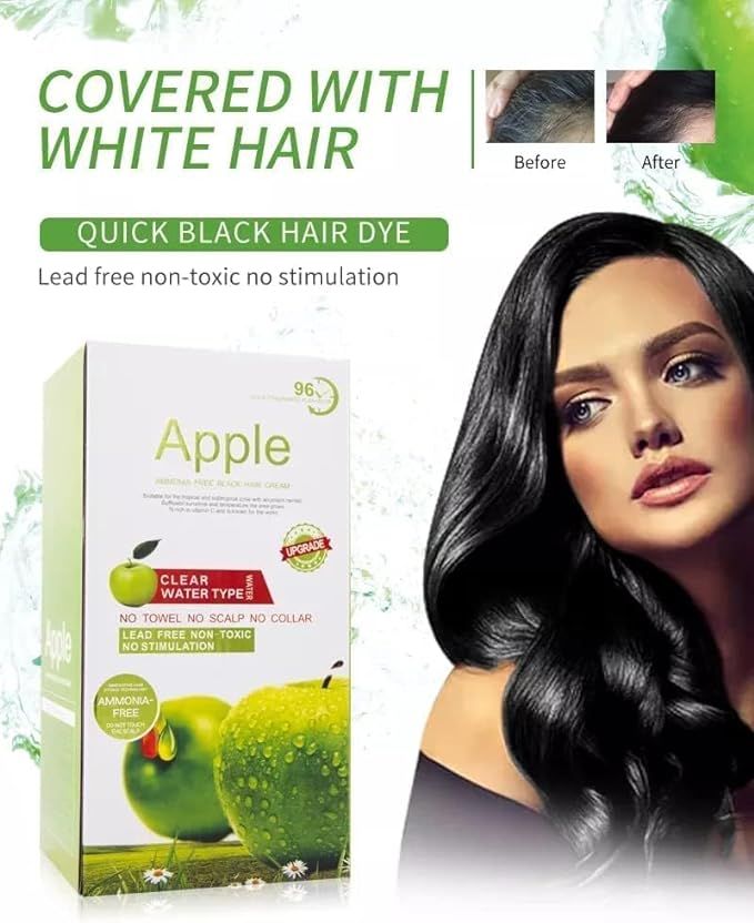 Apple Hair Color 96% Natural Black Ammonnia Free