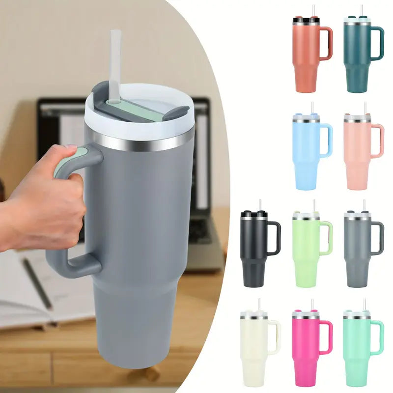 Stainless Steel Vacuum Insulated Tumbler 1200ml with Lid and Straw for Water, Iced Tea or Coffee