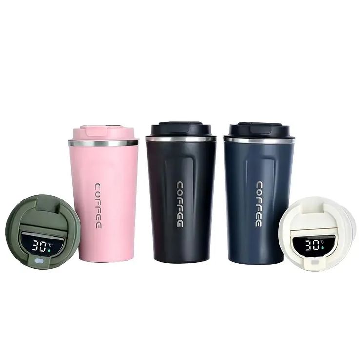 Temperature Display Indicator Sipper 380ML Vacuum Insulated Stainless Steel Tea Coffee Mug Thermos Flask Travel Mug -