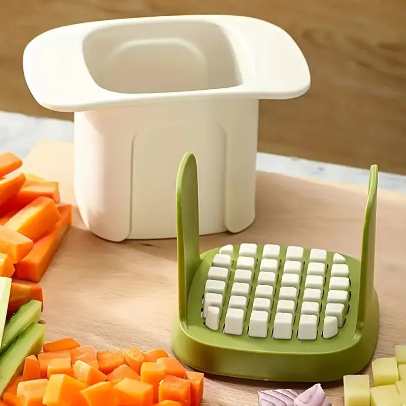 Multi-Function Manual Vegetable Chopper & French Fry Cutter - Durable Stainless Steel and Plastic, Easy-Clean