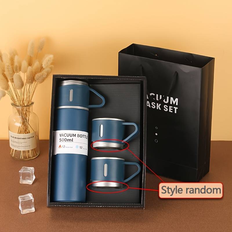 Portable 500ml Vacuum Flask Bottle With 3 Additional Cups -