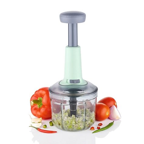 IMPORTED Premium Manual Hand-Push Food Chopper 2L Capacity for Effortless Chopping, Pureeing, and Mixing of Vegetables, Fruits, Nuts, and Meat with 4 Sharp Stainless Steel Blades and Easy-Clean Design Hand chopper machine