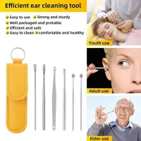 6Pcs/Set Earwax Pickers Stainless Steel Ear Cleaner Wax Removal Piercing Kit Curette Spoon Health Care Ear Cleaner Tools