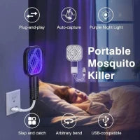 Mini Mosquito Killer Lamp 2 in 1 Multicunctional Angle Portable Bug Zapper Electric USB Rechargeable Mosquito Fly Bat Swatter