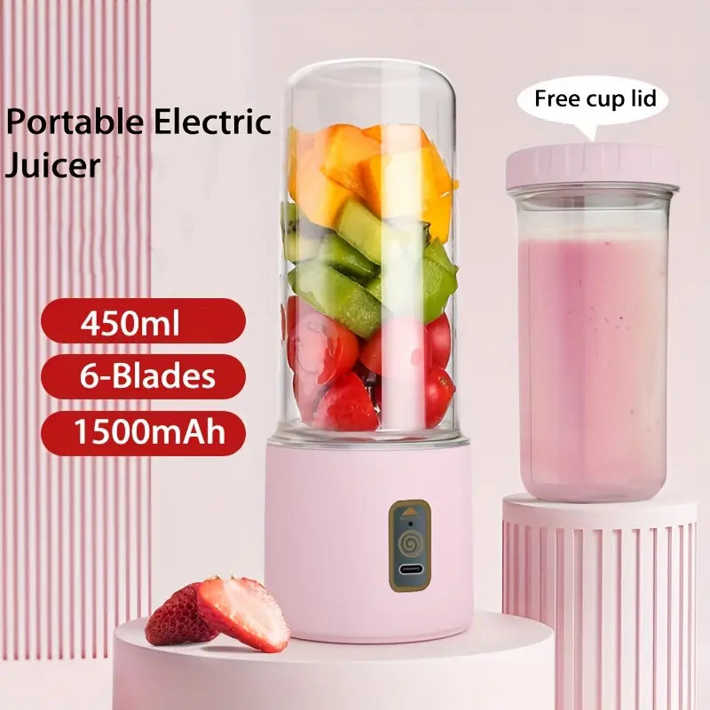 USB Rechargeable, Mini Blender with 6-Blade for Fresh Fruit Juicing Anywhere