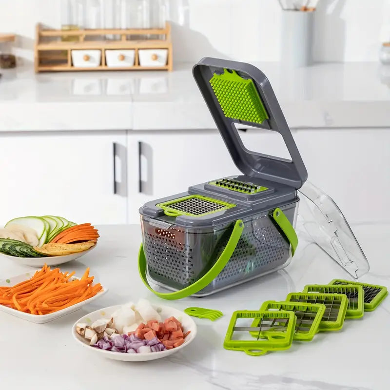 1 Set, 22in 1 Vegetable Chopper with 13 Blades, Multifunctional Fruit Slicer, Manual Food Grater, Vegetable Slicer, Knives and Containers, Onion Chopper, Home Potato Chopper, Kitchen Supplies, Kitchen Gadgets