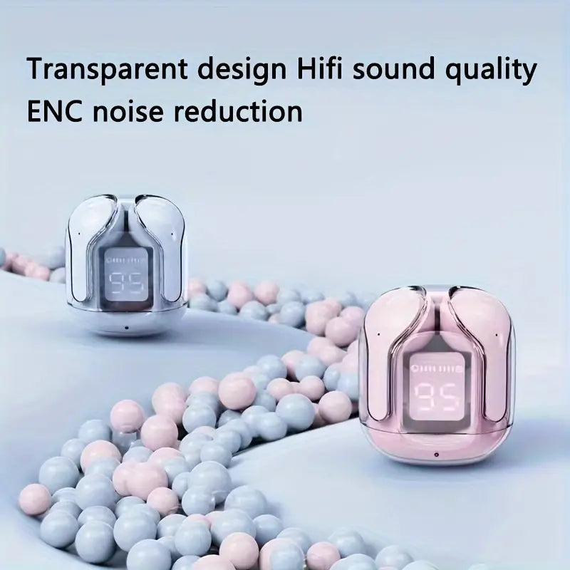 Transparent Wireless Earphones Air 31 - Touch-Controlled, HiFi HD Stereo Earbuds with LED Digital Display