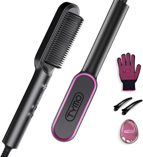 Hair Straightener Electric Brush - 2 In 1 Hair Hot Comb Anti-Scald Hair Straightener Brush For Girls - Electric Hair Straightening Comb - Quick Heating Hair Styling Comb - Electric Heated Hair Styler Tool.