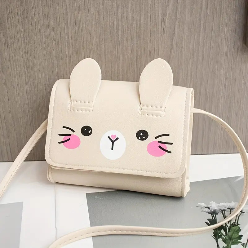 Cute Cartoon Cat Crossbody Bag, Adjustable Strap, Lightweight, Unlined, Buckle Closure, Solid Color, Casual Style, Anime Themed Messenger Purse