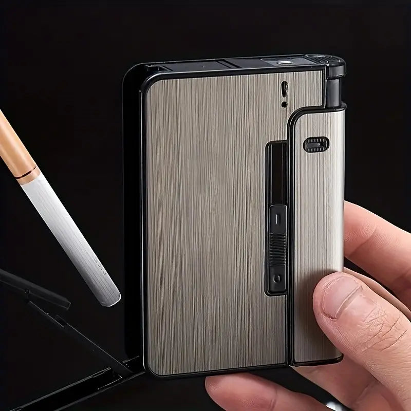 A Portable Automatic Drawing Golden Cigarette Case That Can Hold 8 84mm Cigarettes, With Good Waterproof Performance,