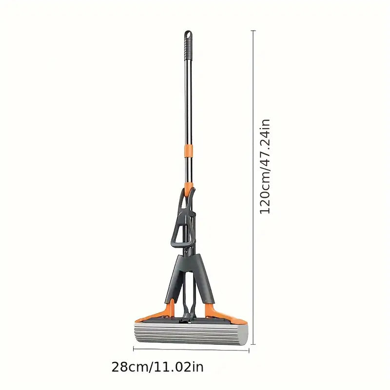 Floor Cleaning Squeeze Mop with Adjustable Steel Rod Handle Squeegee Absorber Sponge Mop for Home Kitchen KS